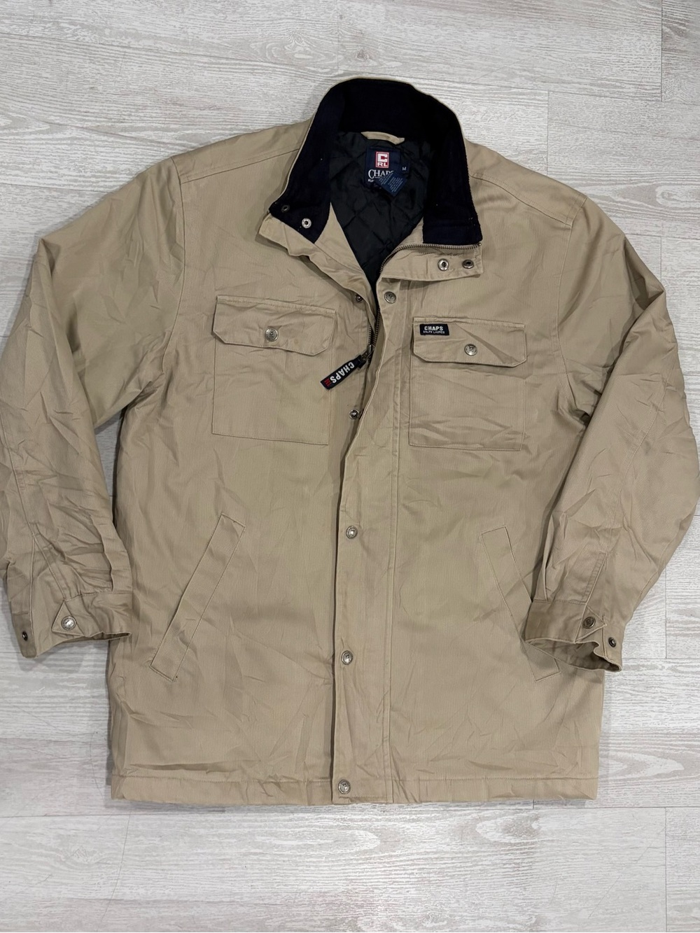 Chaps Polo Ralph Lauren Tap Corduroy Full Zip Up Jacket With Black Collar Size M